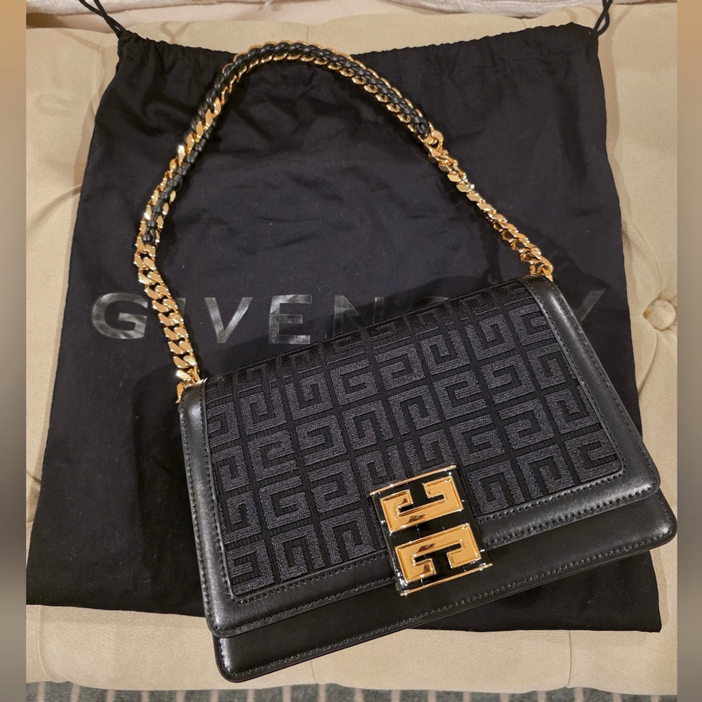 New Givenchy Embroidered Fabric and Leather Chain Medium Bag